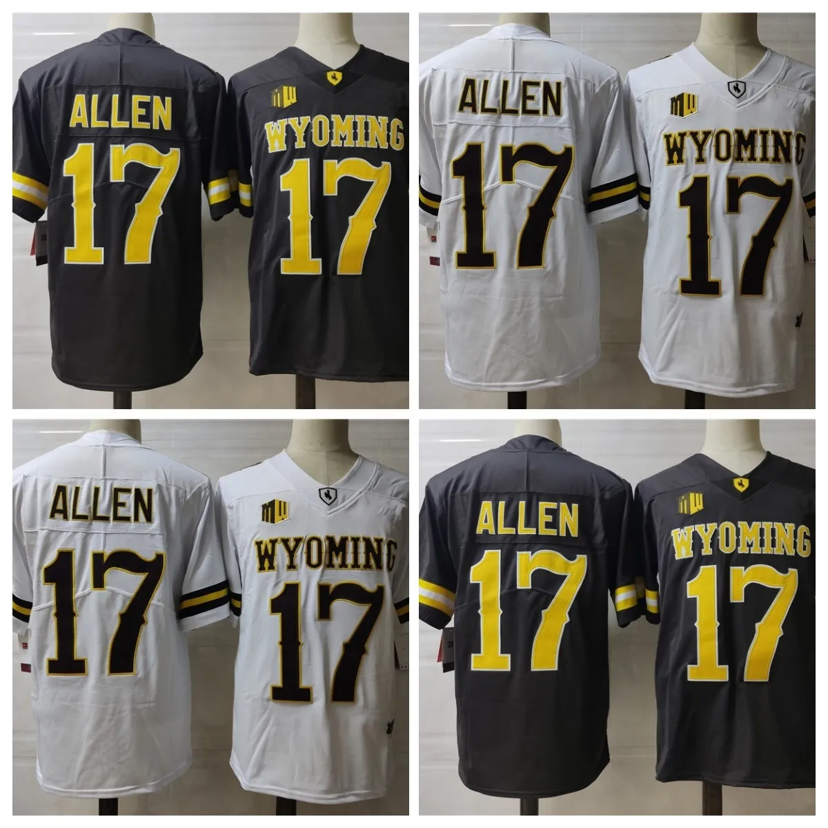 Wyoming 17 Josh Allen College Football Jersey White Brown Mens Jerseys Stitched