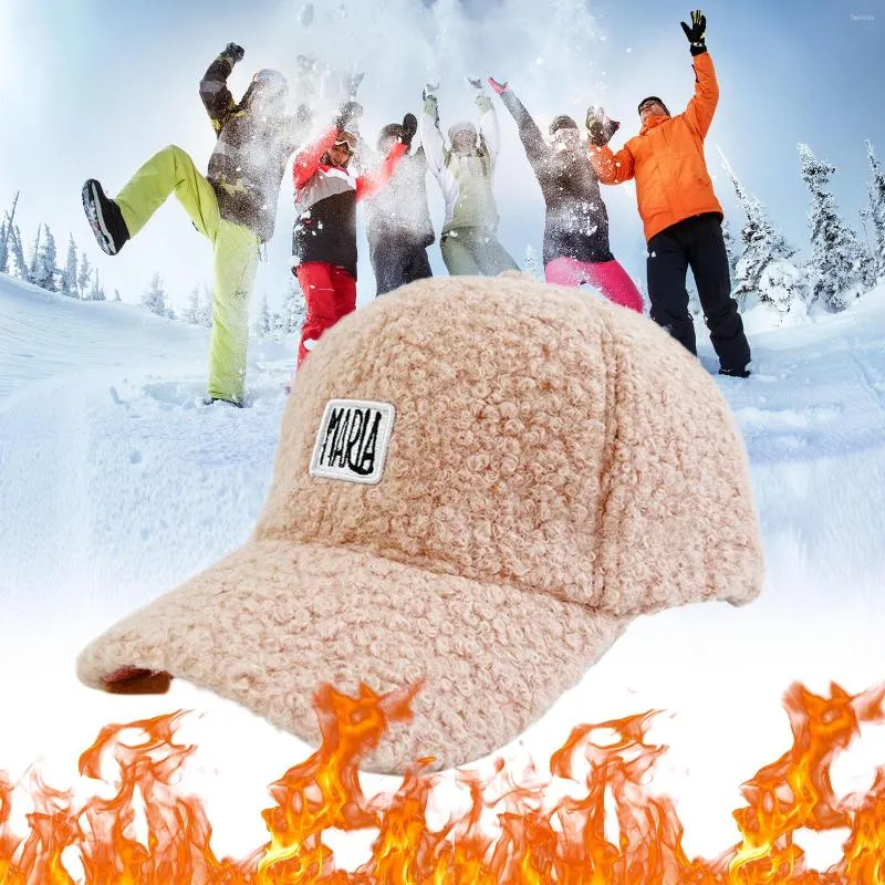 Bollmössor ha oh faux lamm ull baseball mössa för män kvinnor nalle fleece sporthattar varm vinter utomhus resepresent ungdom