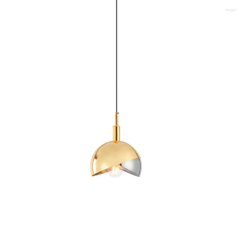 Hangende lampen Noordse creatieve led 0ne-kop eetkamer kroonluchter moderne lamp woonslaapkamer semi-cirkelvormig klein glazen verlichte armatuur