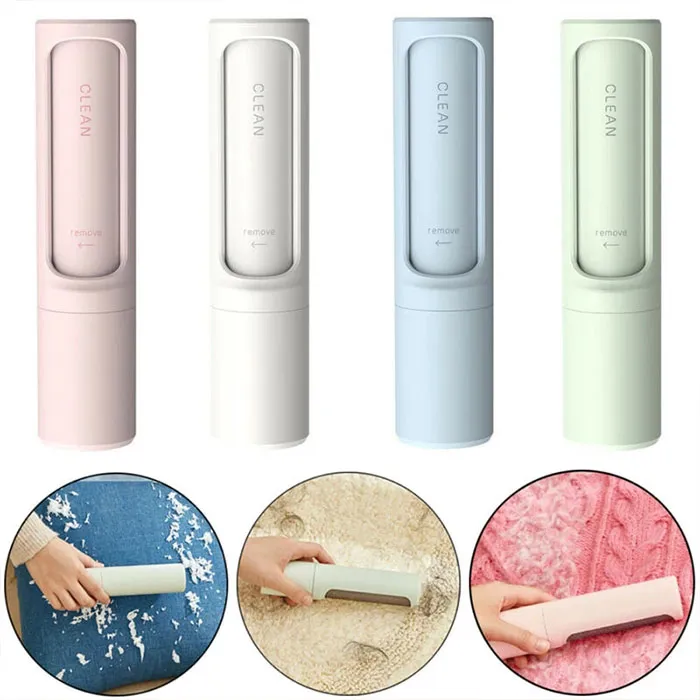 Mini Lint Roller Travel Size - Portable Pet Hair Remover, 40 Sheets, Refillable, Pastel Pink, For Clothes & Upholstery