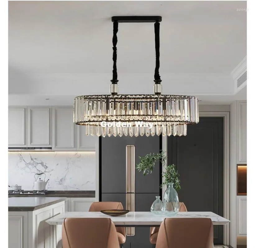 Lampes suspendues Nordic Black Lighting LED Lustres suspendus en cristal pour salon salle à manger maison déco lampe de cuisine Lampadario