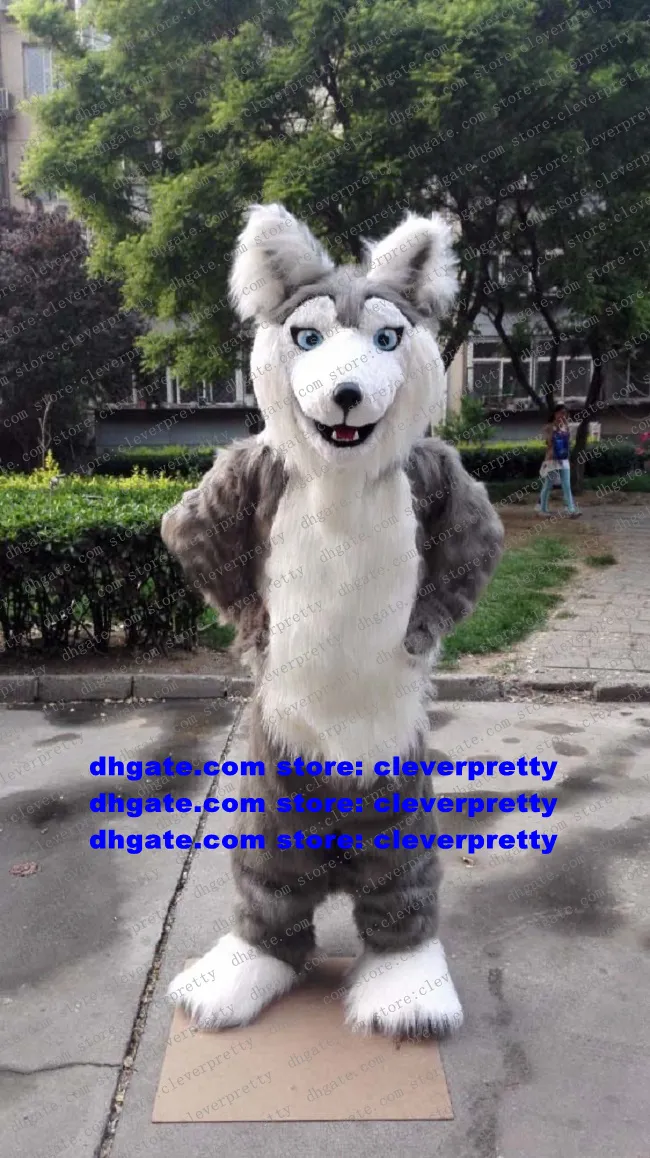 Grey Long Fur Furry Mascot Costume Husky Dog Wolf Fursuit Adult Cartoon Character Promotion Ambassador Fashion Promotion zx2797