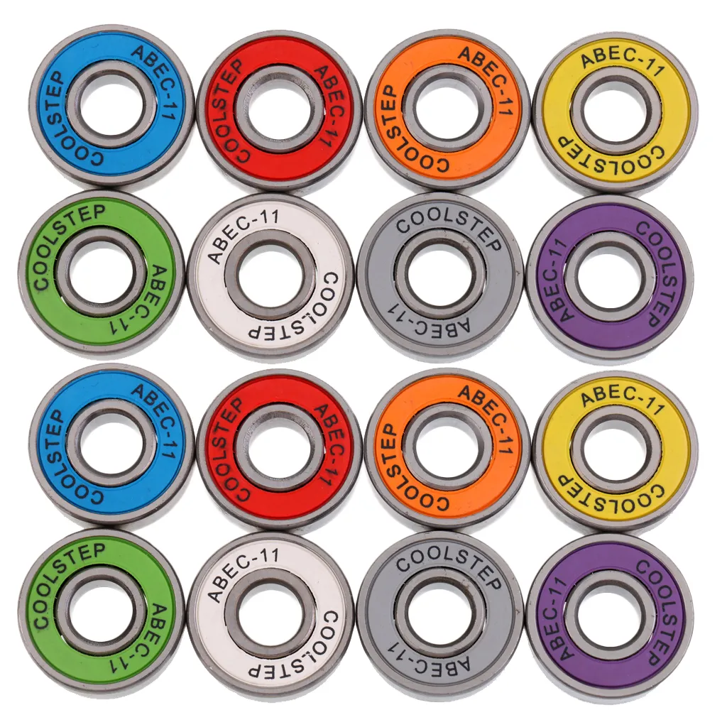 Skate Accessories 16pcs 22mm ABEC 11 Hög Speed ​​Wearproof Longboard Skateboard Scooter Inline Bearings Replacement Mixed Color Set