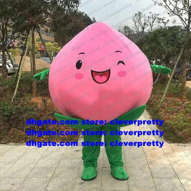 Pink Juicy Peach Prunus Persica Fruit Mascot Costume Adult Cartoon Character Fancy High-End Theatrical Performances ZX2654