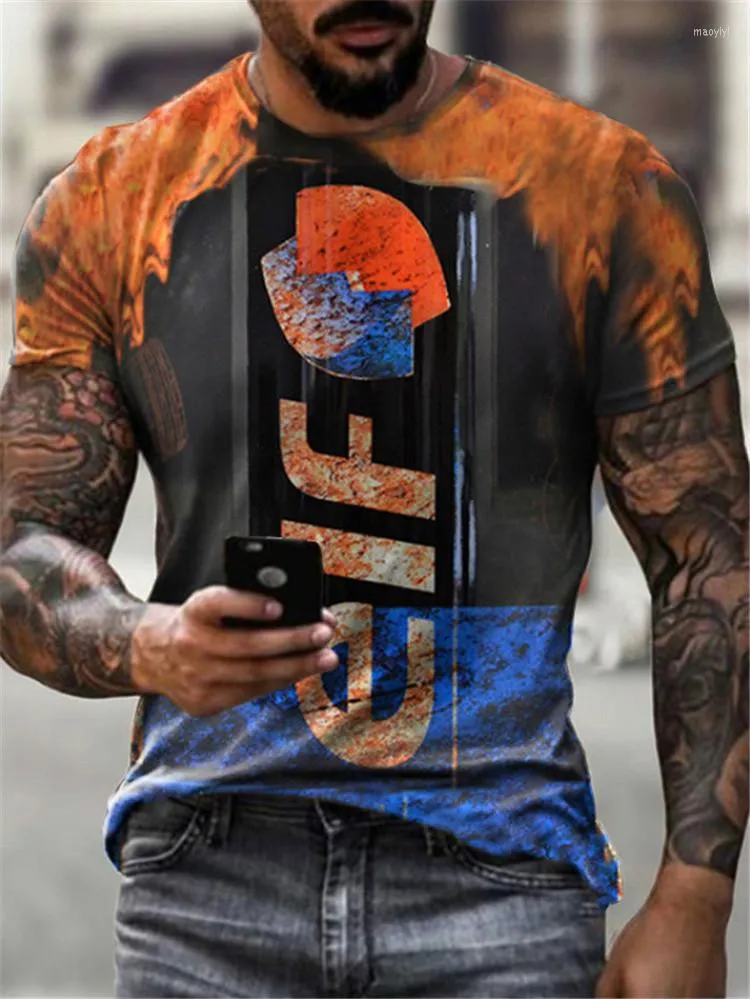 Men's T-skjortor Urban Fashion Loose Harajuku Summer O-Neck kort￤rmad t-shirt Casual Top European och American Style Polyester Material