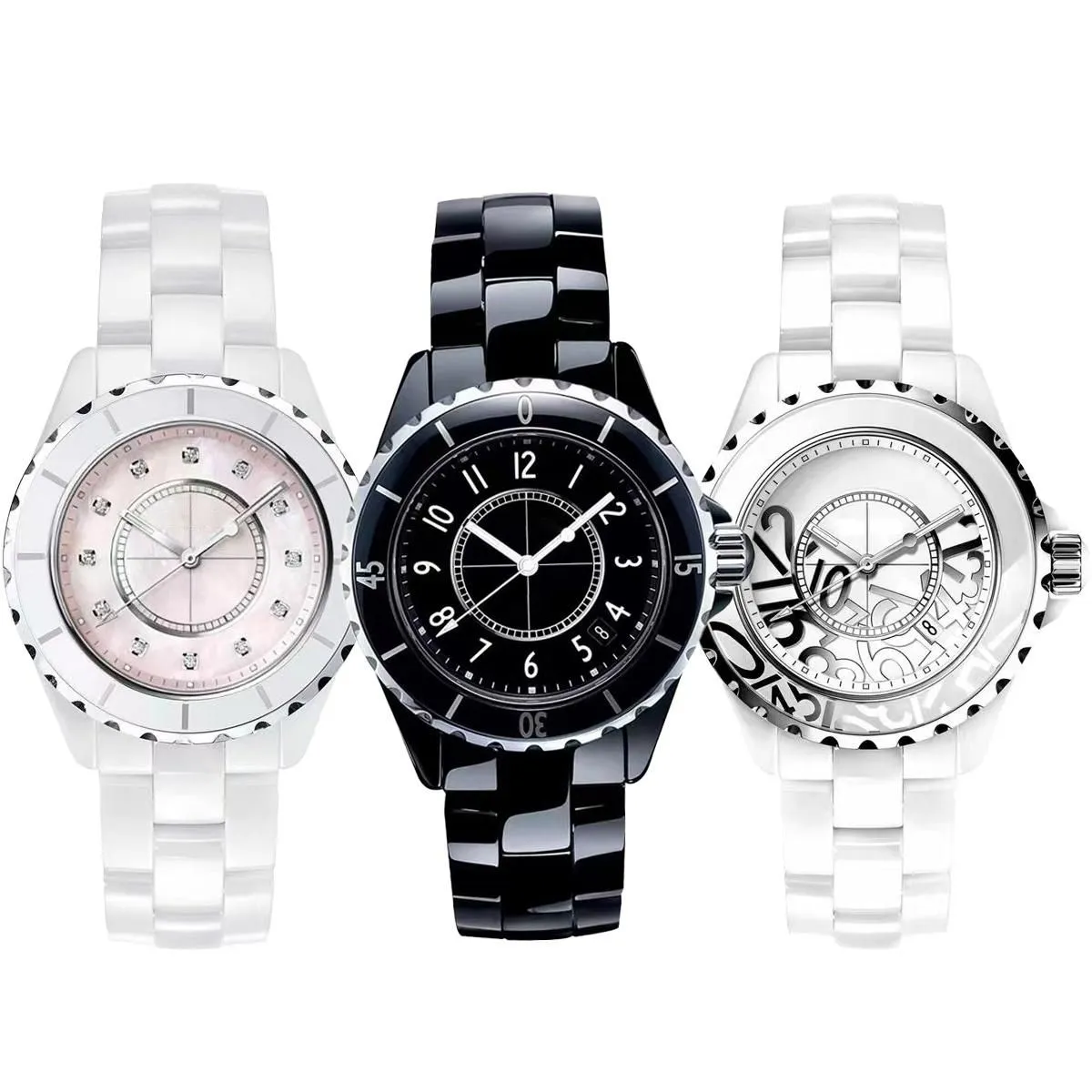 2023 orologi da donna di lusso in ceramica orologio con diamanti bianchi e neri moda aaa orologio da polso da donna di qualità classico designer wome233o