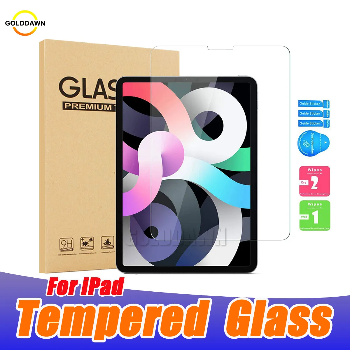 فيلم واقي الشاشة Premium Premium Grapped Class و Clear مع حزمة البيع بالتجزئة الصلبة لـ iPad 10 Pro 11inch 12.9inch 2022 Air 4 10.2inch 10.9inch Mini 2 3 4 5 6 Mini6 8.3inch