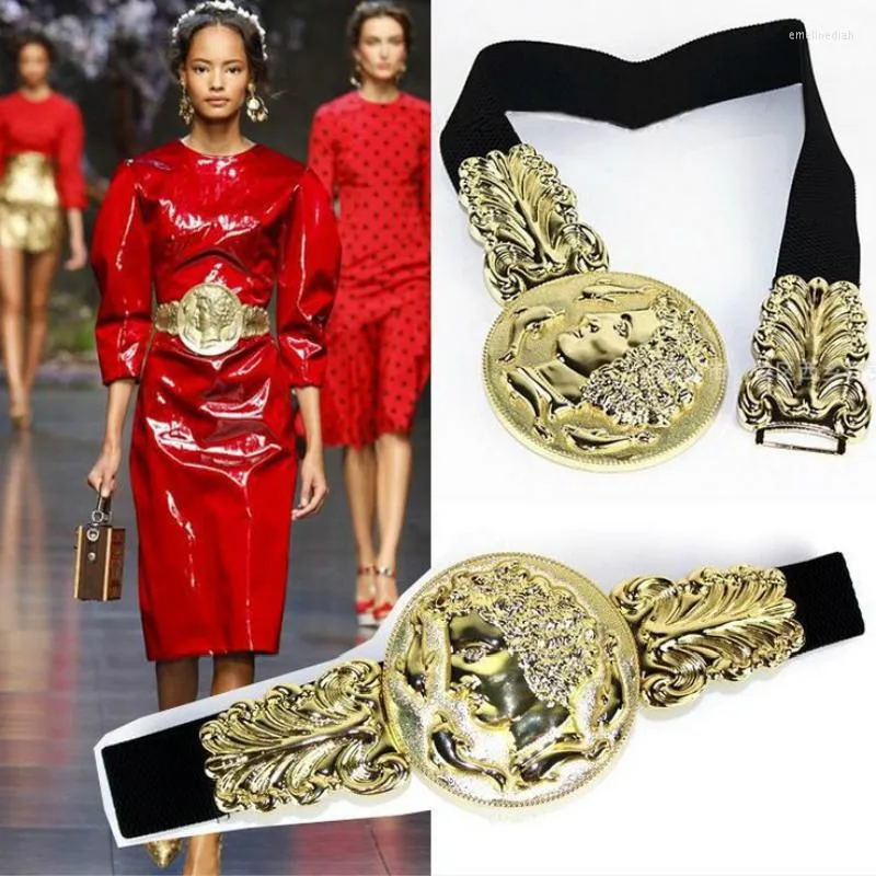 Cinture Passerella europea e americana Catena in metallo in vita Oro lucido Testa di bellezza Cintura da donna Stilista di moda di lusso 2022