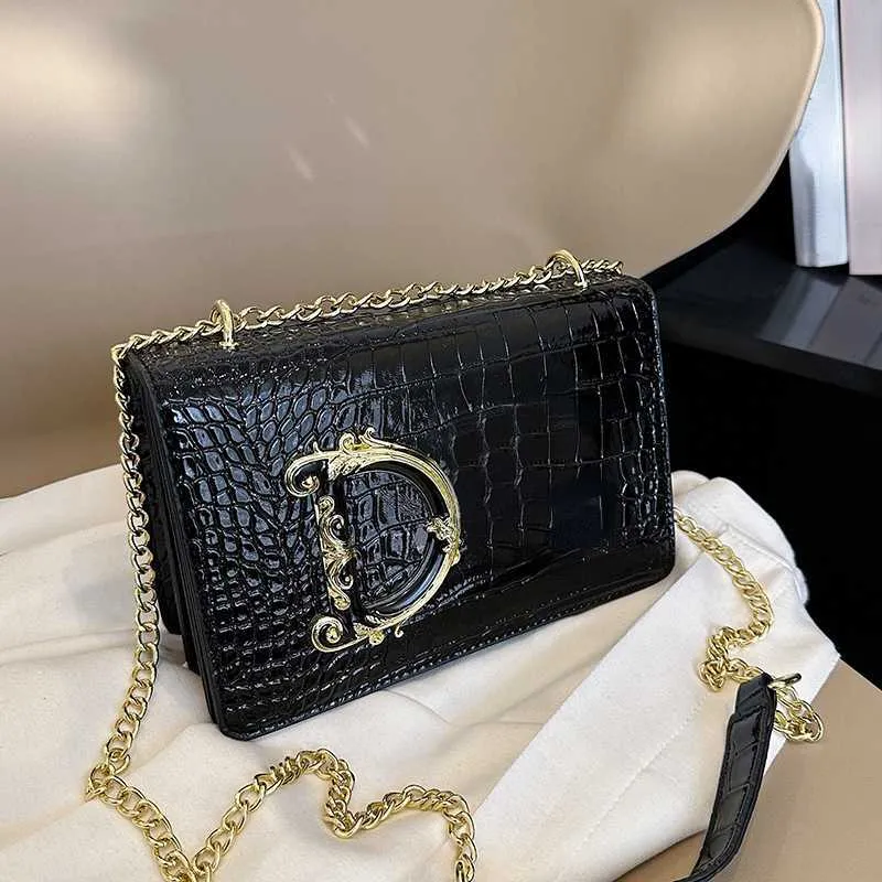 Women Shoulder Bag Designer Bags Crocodile Pattern Chain bags Crossbody Black Handbags Ladies' Luxury Purse 22cm