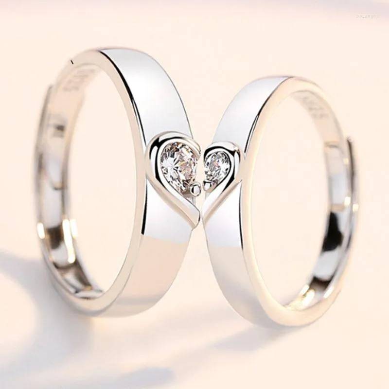 Anneaux de mariage 2 pièces/paire coeur promesse pour les Couples je t'aime bague de fiançailles bande ensembles mode jeton hommes femmes