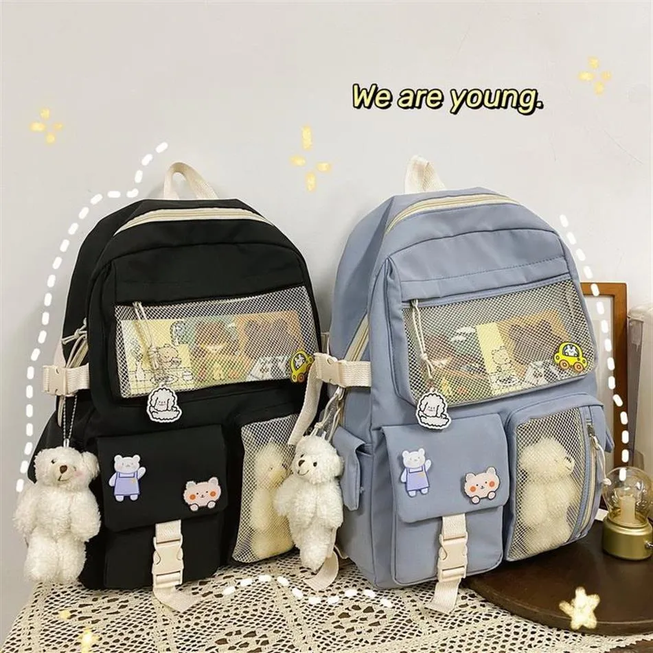 Sacchetti scolastici ragazze simpatiche zaino donne di grande capacit￠ per adolescenti femminile harajuku book bookbag246q