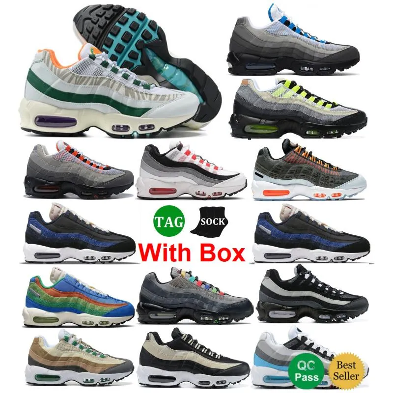 خريف 2024 95 Neon Running Shoes 95s Lions Triple Black Earth Denham Gery Navy Crimson Men Women Safari Safchet