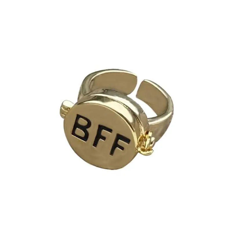 Anillos BFF chapados en oro anime estético lindo pareja apertura para siempre mejor amigo anillos amigos cercanos anillo ajustable joyería regalo para mujeres niñas
