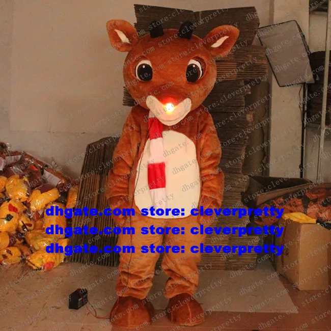 Costume mascotte pelliccia lunga Rudolph La renna dal naso rosso Charlie Milu Cervo personaggio adulto Carnevale Fiesta Musica Carnevale zx2546