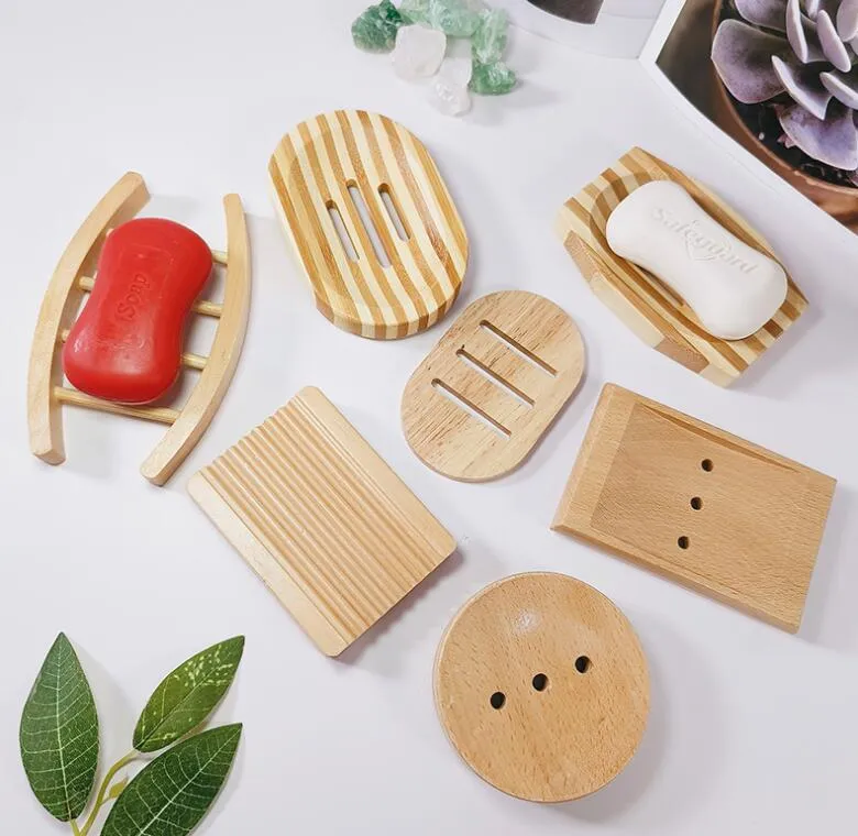 Soap Dishes Stripe Hollow Soap Boxes Natural Bamboo Draining Soaps Dish Storage Supplies For Shower Room