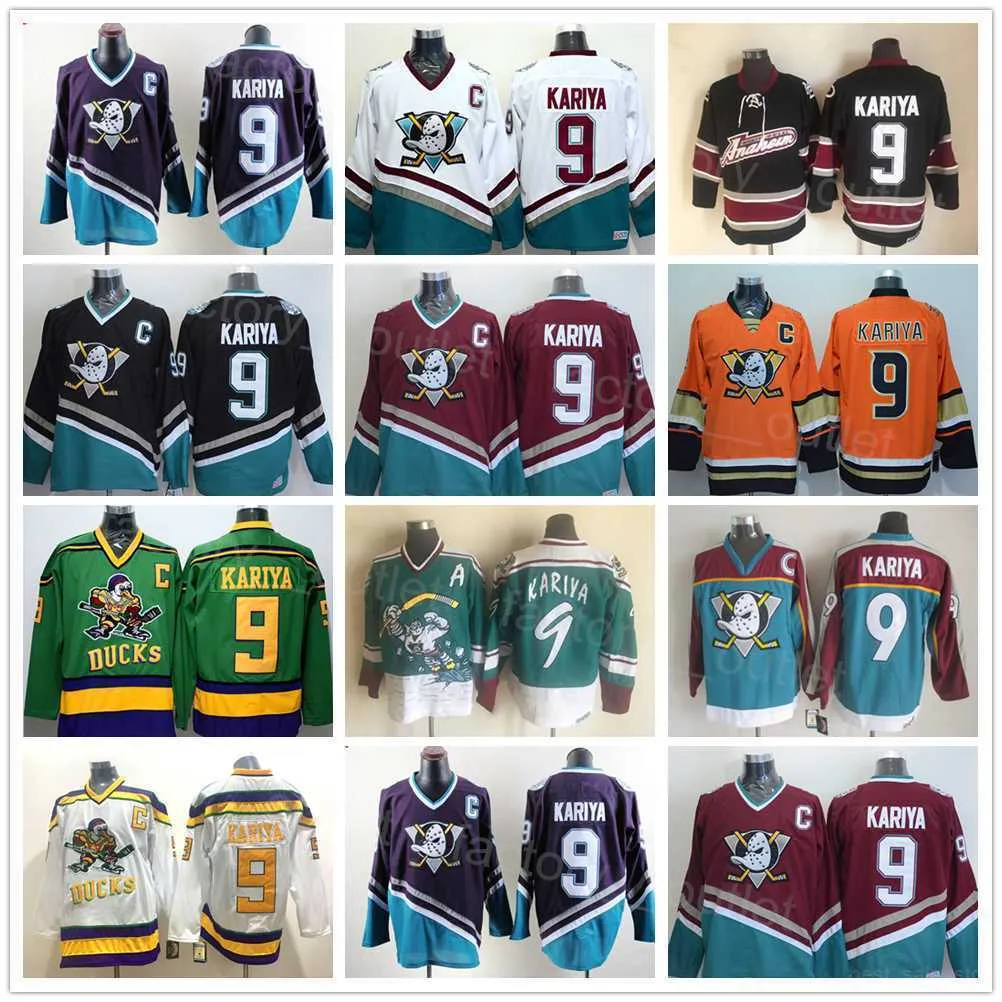 Throwback Anaheim Retro Ducks Hockey Paul Kariya Jersey All Stitched  Vintage Classic Mighty Purple Black White Orange Red Blue For Sport shirt