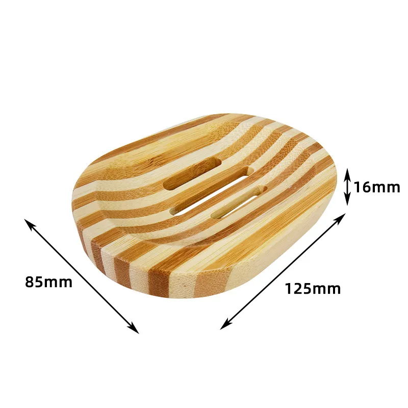 Soap Dishes Stripe Hollow Soap Boxes Natural Bamboo Draining Soaps Dish Storage Supplies For Shower Room