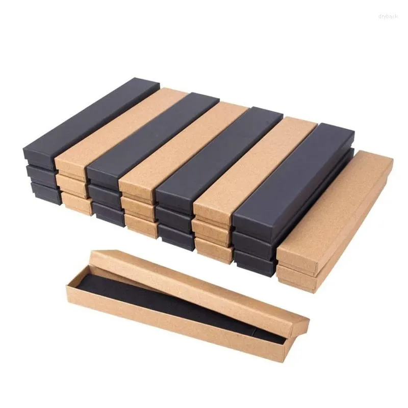 Gift Wrap 12/24PCS Rectangle Necklace Bracelet Jewelry Box Packaging Cardboard Boxes Jewellery Case Display With Sponge Inside