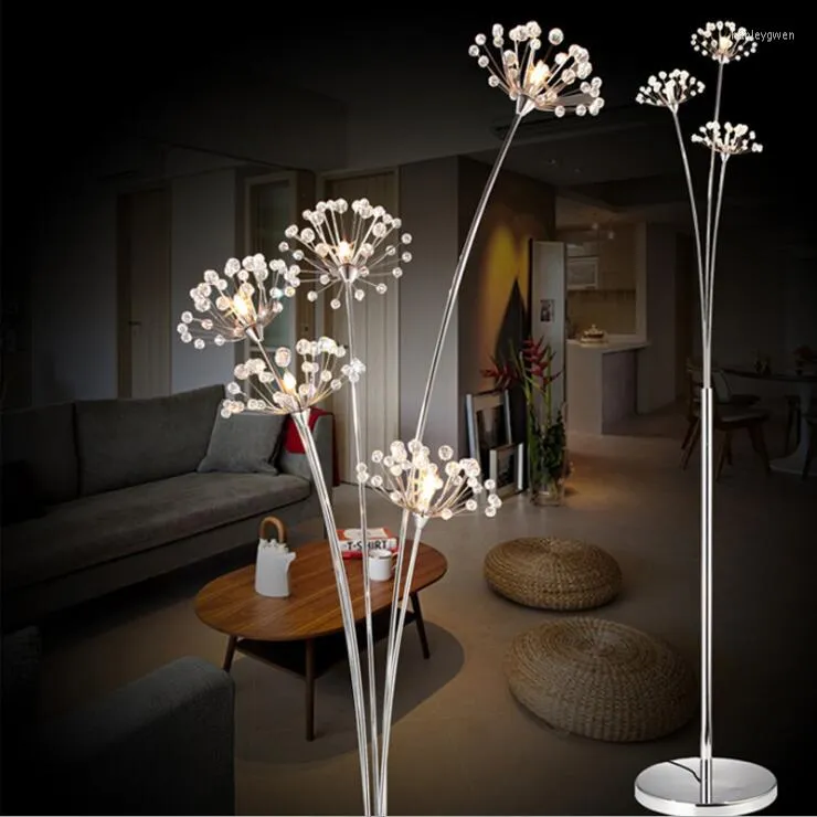 Vloerlampen moderne kunst paardenbloem led creatieve zilveren slaapkamer kristallen stand lamp woonkamer studie trouwjurkwinkel decoratie