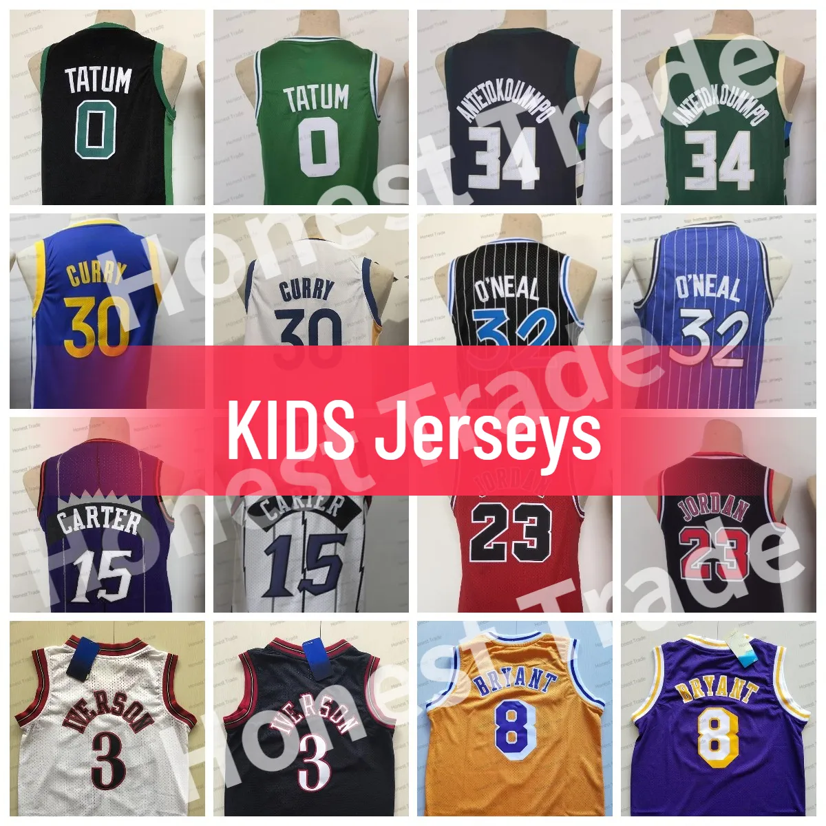 Maillot de basket-ball pour enfants 0 Tatum Shaq Vince 15 3 Allen CarterThrowback pour hommes, nouveaux maillots cousus, cadeaux pour jeunes enfants