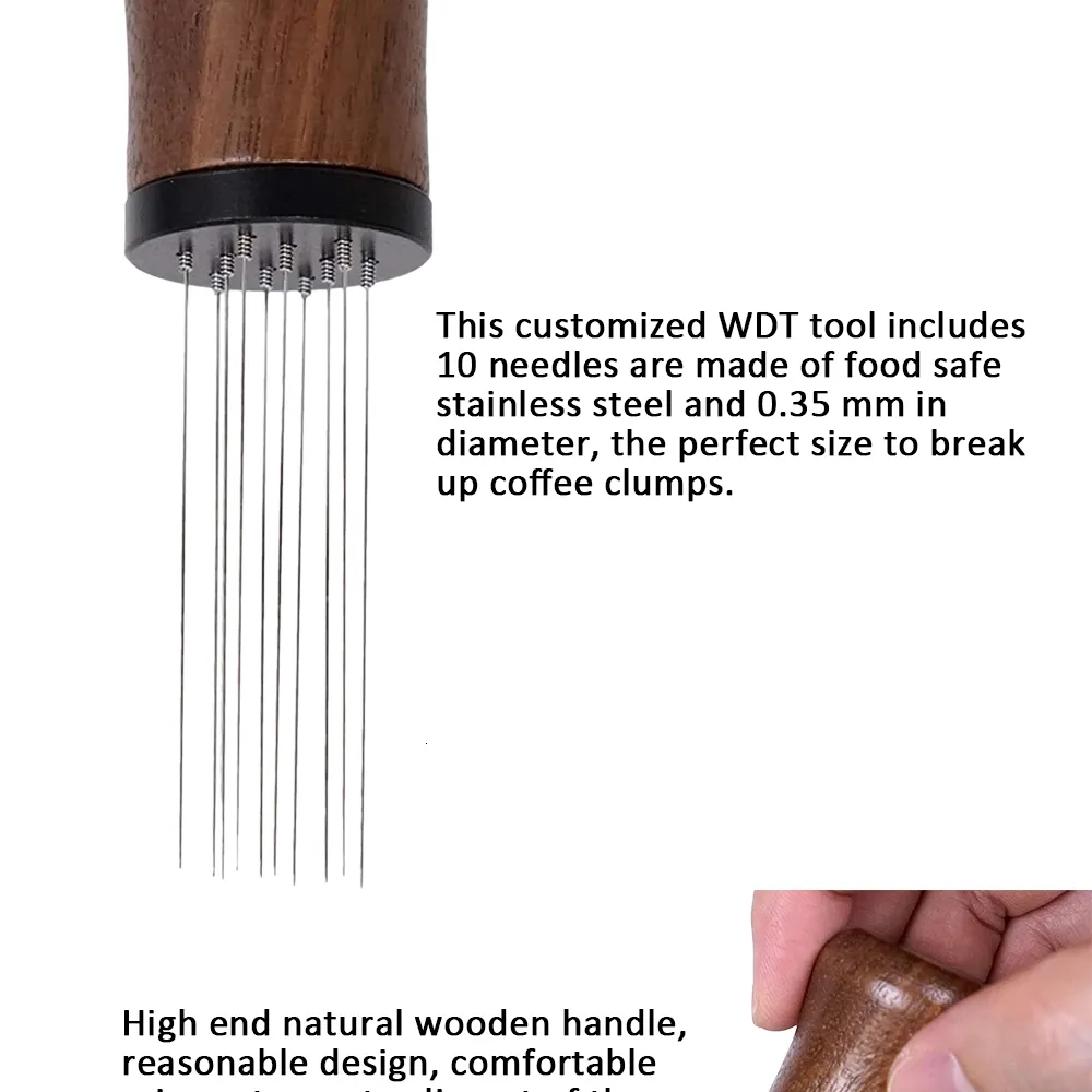 WDT Tool Per Caffè Con Supporto E 12 Aghi Da 0,4 Mm In Acciaio Inox - Distributore Per Espresso, Regalo Per Baristi