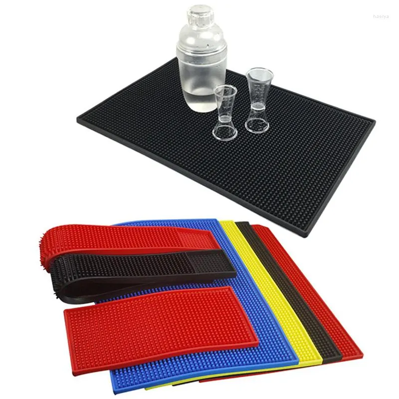 Table Mats Bar Thicken PVC Mat Rubber Pad Black Anti-slip Beer Service Spill For Water Proof Kitchen Tool