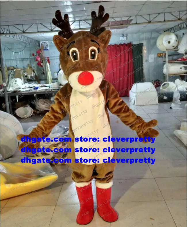 Brown Rudolph The Red Nose Reindeer Costume della mascotte Charlie Milu Deer Cartoon adulto Fiere Nuovo stile Nuovo zx2961