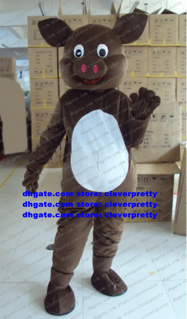 Brown Pig Hog Mascot Costume Adult Cartoon Character Outfit Suit Marketplstar Marketplgenius Soliciting Business zx2905