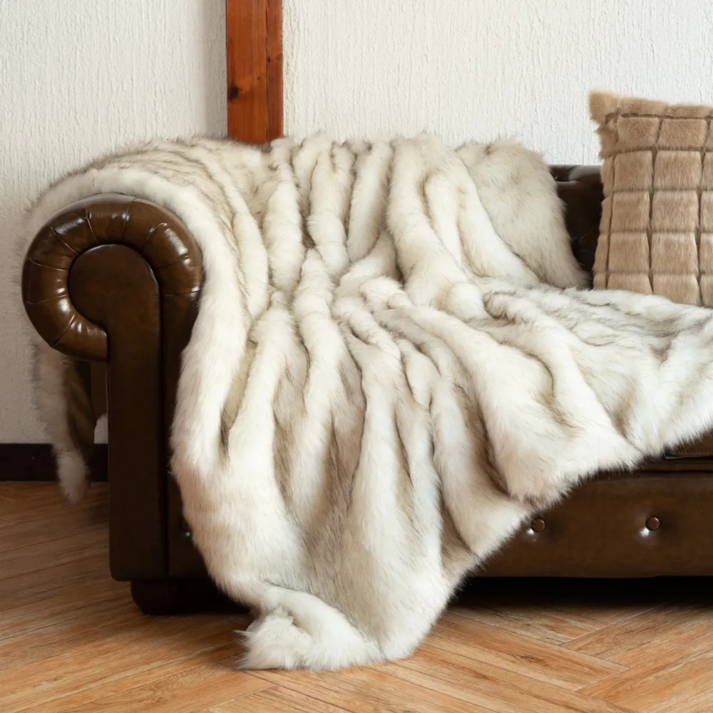 Blanket Battilo Luxury Faux Fur Blanket Winter Thicken Warm Elegant Cozy Throws For Couch Bed Plaid spread on the Home Room Decor 221014