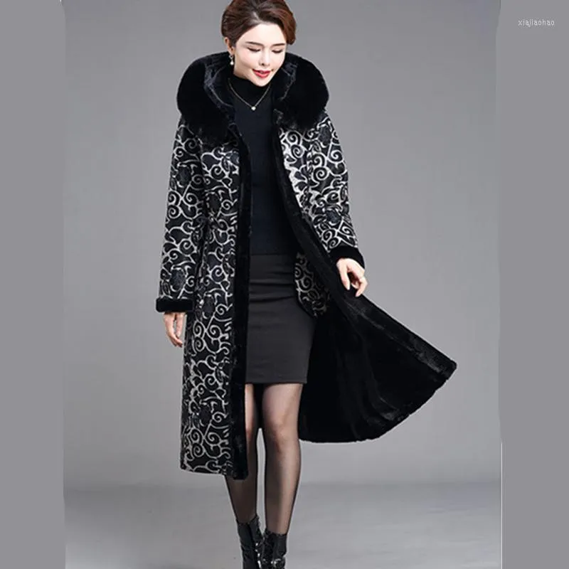 Women's Fur Wearing Faux On Both Sides In One 2022 Winter Fashion Medium Long Collar Sleeve Plush Warm Coat Women's