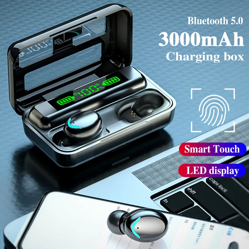 Наушники сотового телефона Оригинал F9 ​​Fone Bluetooth 3000MAH зарядная коробка беспроводных наушников 9D Спортивные спортивные шнуры с микрофонной гарнитурой 221012