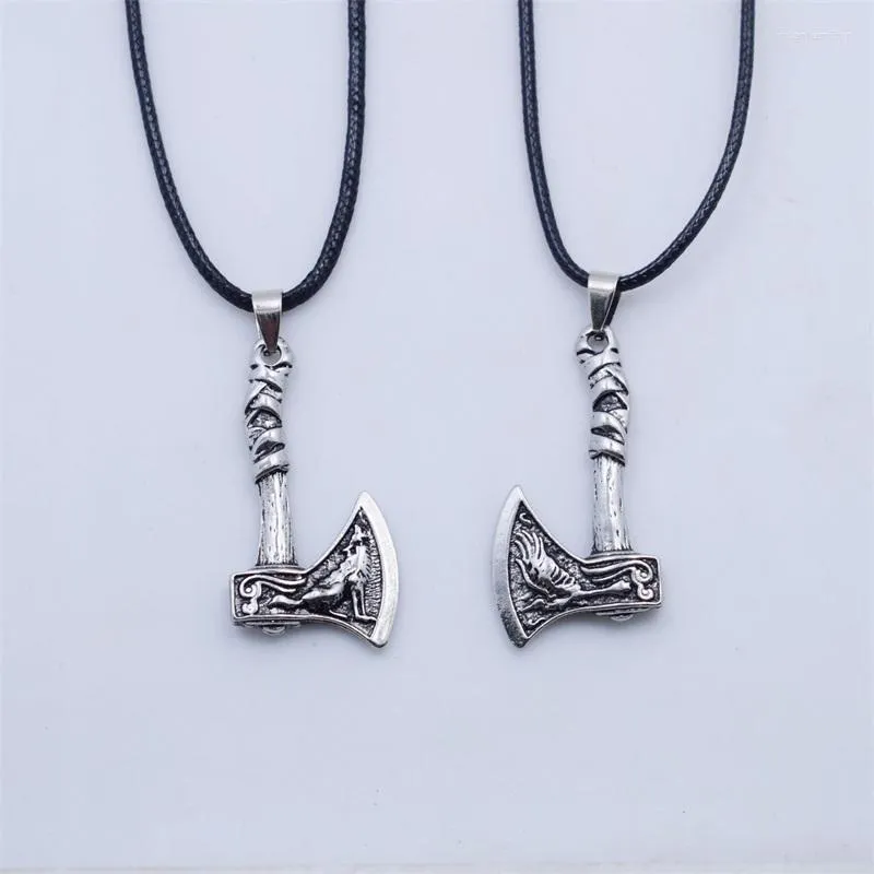 Pendentif Colliers 12pcs Norse Viking Marteau Hache Collier Odin Corbeau Loup Slave Amulette Bijoux