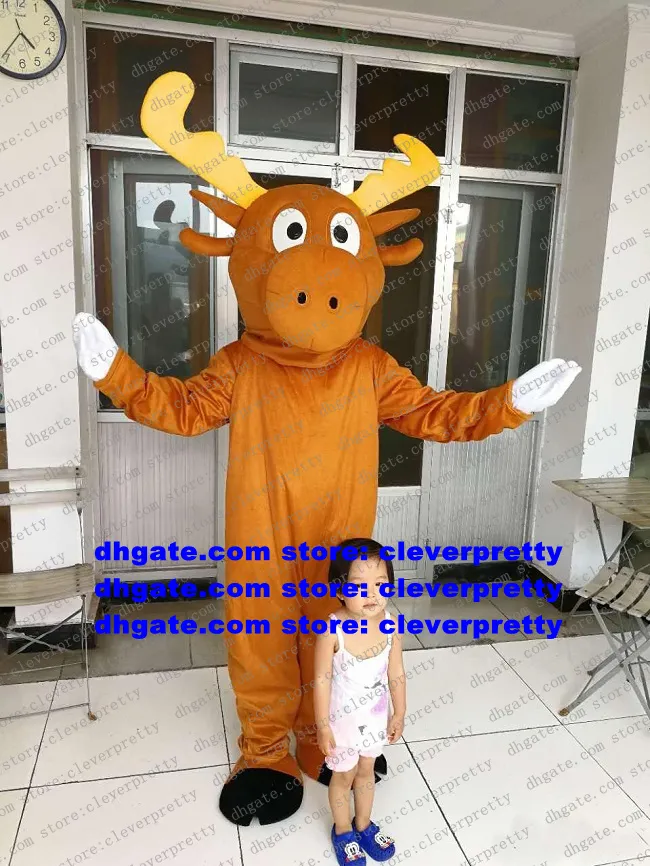 RENEGRA BROWN MOOSE MASCOT ELK FASTUME WAPITI CARIBOU ALCES DEER CARACTADOR DE CARACOTON ADULTOS FACK-DEPLES FAMÍLIOS PRESENTES DE FAMÍLIA ZX1673