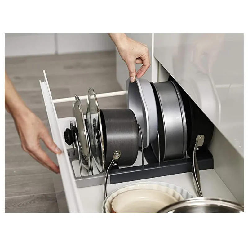 DIVCHI Organizer Per Padelle E Pentole 6 Scomparti: Supporto Per Coperchi E Teglie Per Cucina, Bianco