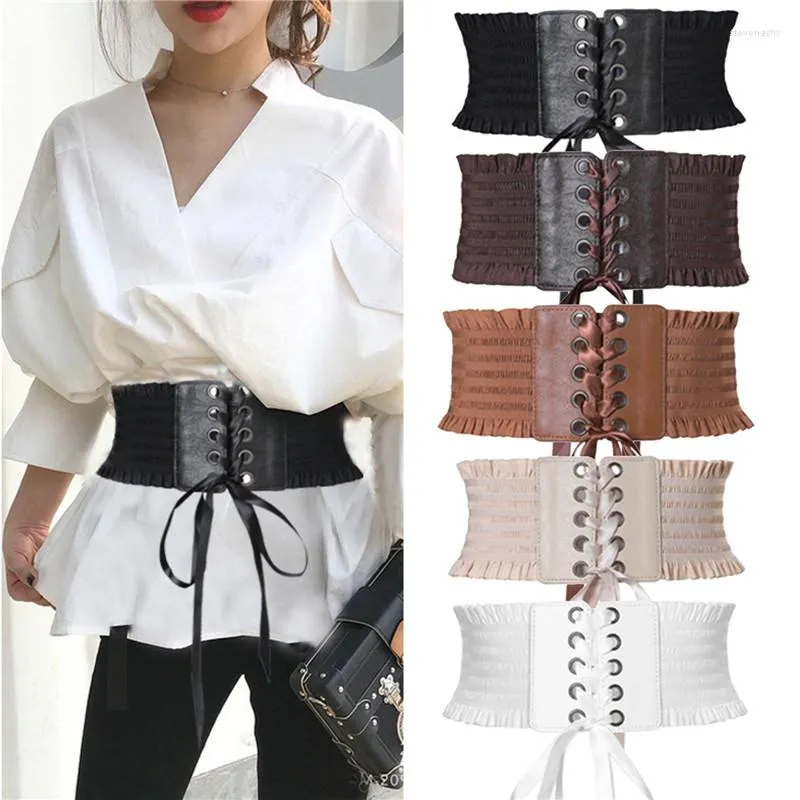 Ceintures xingqing cummerbunds femme dame élastique large corset serré cravate haute taille mincer