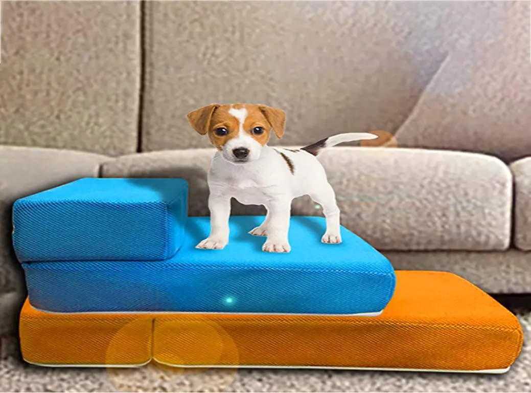 애완 동물 계단 통기성 메쉬 접이식 분리 가능한 애완 동물 침대 계단 개 진입로 2 단계 작은 개 강아지 고양이 침대 쿠션 매트 LJ28747387