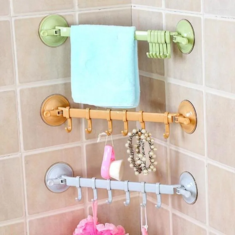 Hooks 1pc Movable Hook Rack Wall Kitchen Plastic Hanging Suction Type Sucker Hanger Towel Storage Bathroom Accessories