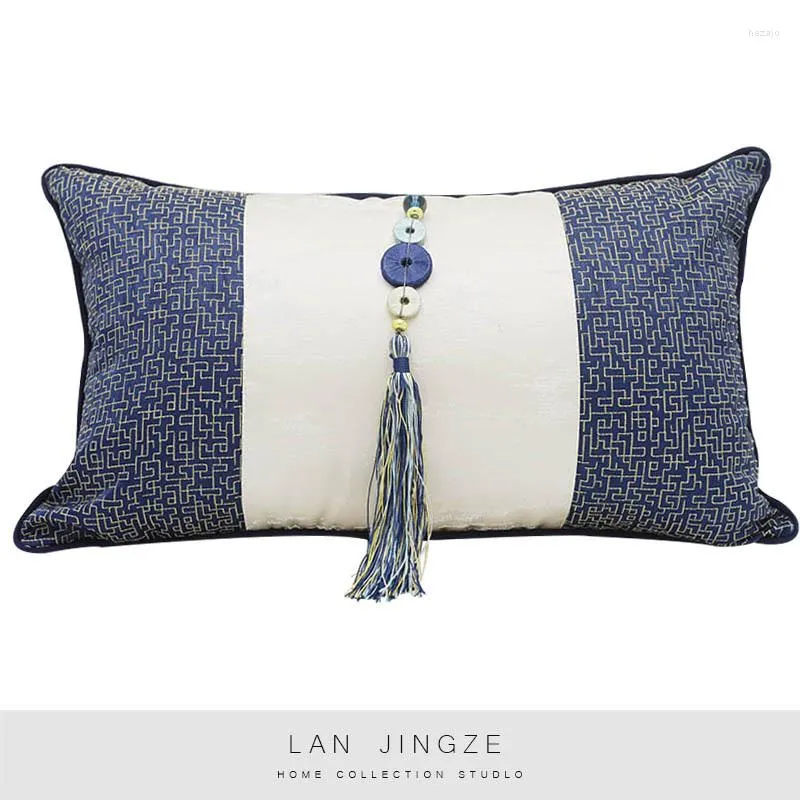 Travesseiro lan jingze geométrico tatchwork cubra decoração de casa chinesa alvera de cinto sofá cusahions 45cmx45cm
