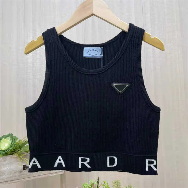 Luxe Dames Tanks Camis vrouwen designer Tops Tees brede schouder vest mouwloze top driehoekige badge T-shirt superieure kwaliteit korte mouw