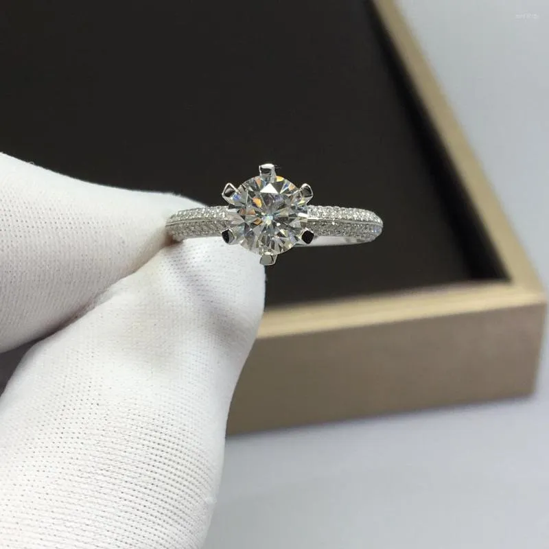 Cluster-Ringe Inbeaut 925 Silber Pass Diamond Test Excellent Cut 1-2 Ct D Color Moissanit Shiny Full Micro Stone Paved Ring Fine Jewelry