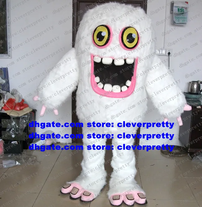 White Long Fur Mascot Costume Snow Monster Snow Beast Wendigo Yeti Iceman Ice Man Snowman Adult Walking Street Meeting zx2388