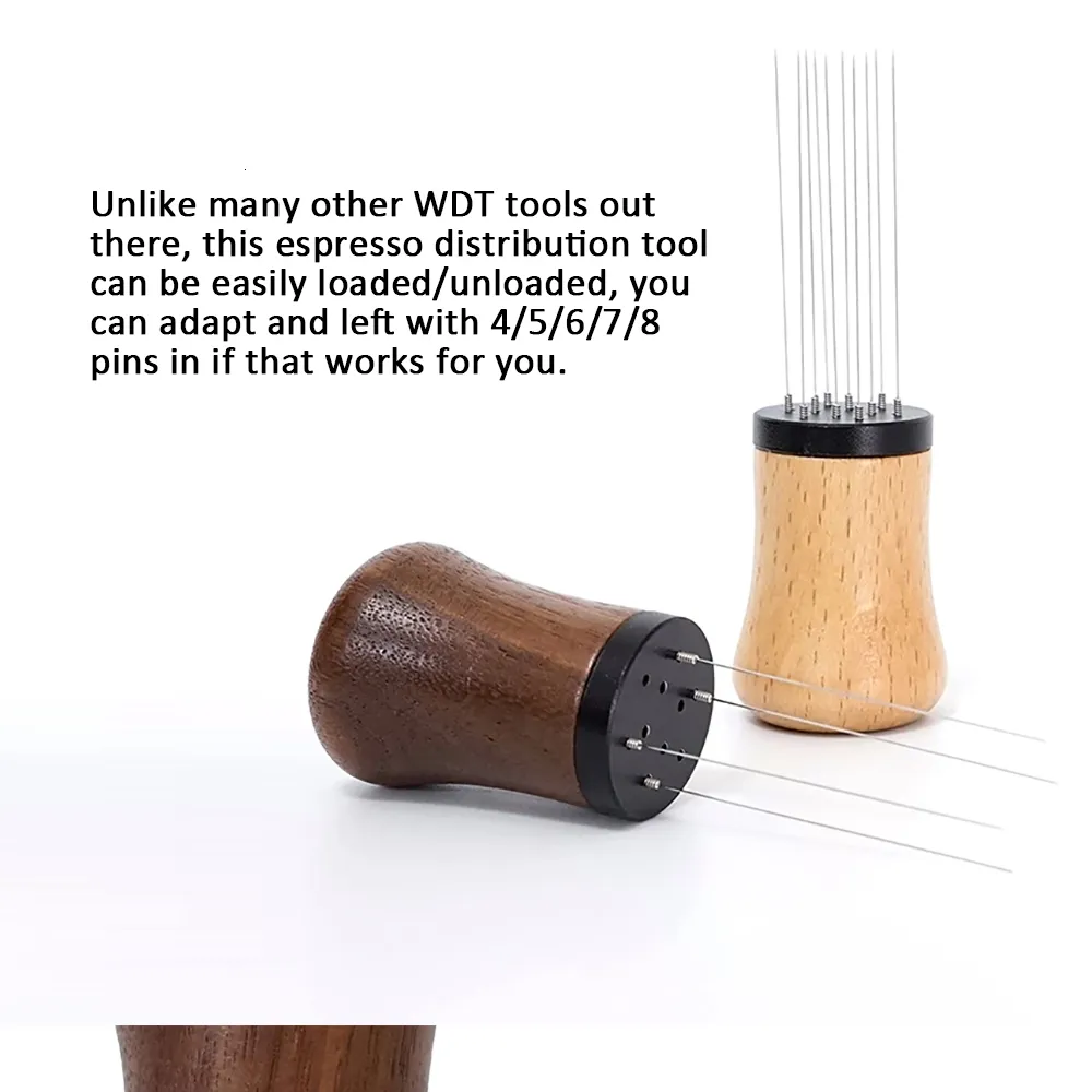 Distributore di Aghi per Caffè, WDT Tool Coffee, con 6 Aghi Sottili da 0,4 mm, Agitatore per Caffè Espresso in Legno, Espresso Strumento per Mescolareper Mescolare il Caffè