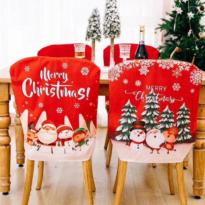 Chaves de cadeira Capace de cabeceira de mesa Ornamentos da sala Slipcover Christmas Red Inglês Decorações reutilizáveis ​​para casa