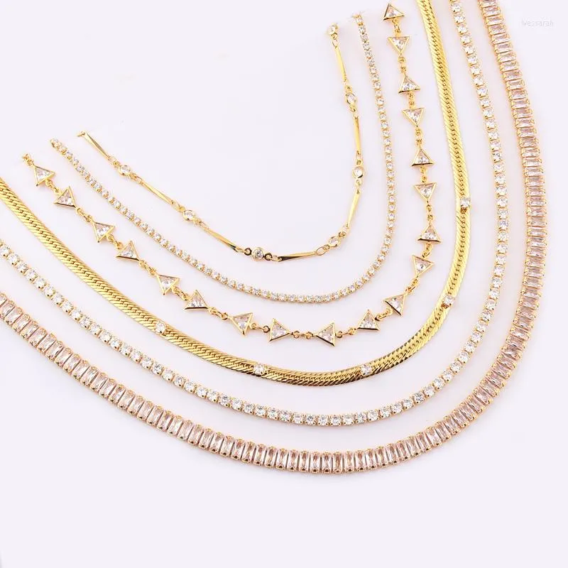 Choker 5A White Cubic Zirconia Paved Triangle CZ Tennis Chain Necklace Gold For Women Fashion Icy Out Valentine's Day Jewelry