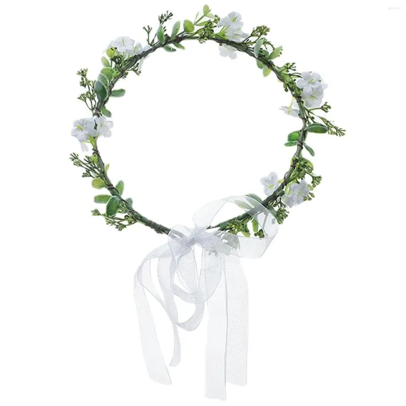 Fiori decorativi Corona di fiori Foglia verde Abito per capelli Fascia floreale da sposa Festival di nozze Puntelli Po