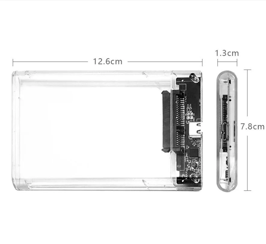 Transparent HDD Case for hard drive Box 2.5 Enclosure SATA To USB 3.0 Type-C 3.1 Mobile External Case black