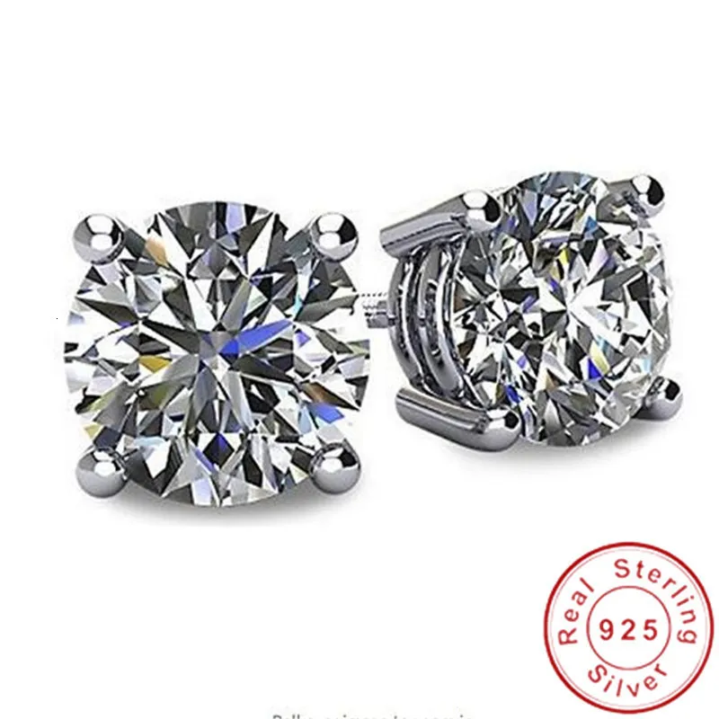 Stud Solitaire 3ct Lab Diamante Orecchino con pietra preziosa 100% Reale 925 gioielli in argento sterling Orecchini di fidanzamento da sposa per donne uomini 221020