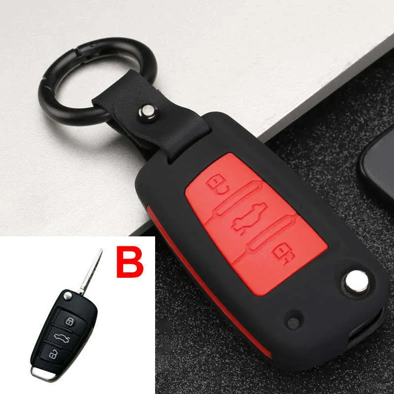 Silicone Car Key Cases Cover Fob For Audi A1 A3 A6 C5 C6 Q3 Q2 Q7 TT TTS R8 S3 S6 RS3 RS6 A4 - View #4