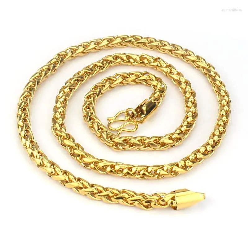 Chaînes en laiton galvanoplastie 24 carats en or Twist Horse Whip Collier Vietnam Sable 60 cm Longueur pour hommes Colliers de déclaration