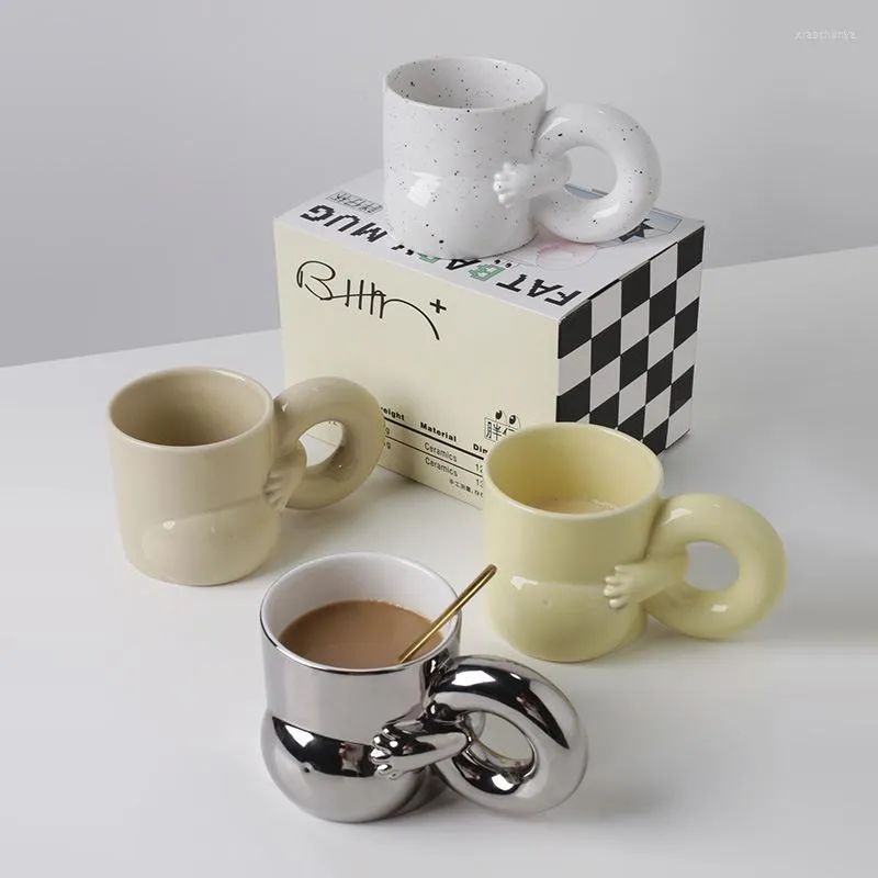 Tazas sencillas y originales para oficina, vajilla de cerámica, taza térmica de Color sólido, tazas ligeras de lujo para Navidad, caja de regalo, taza para novia